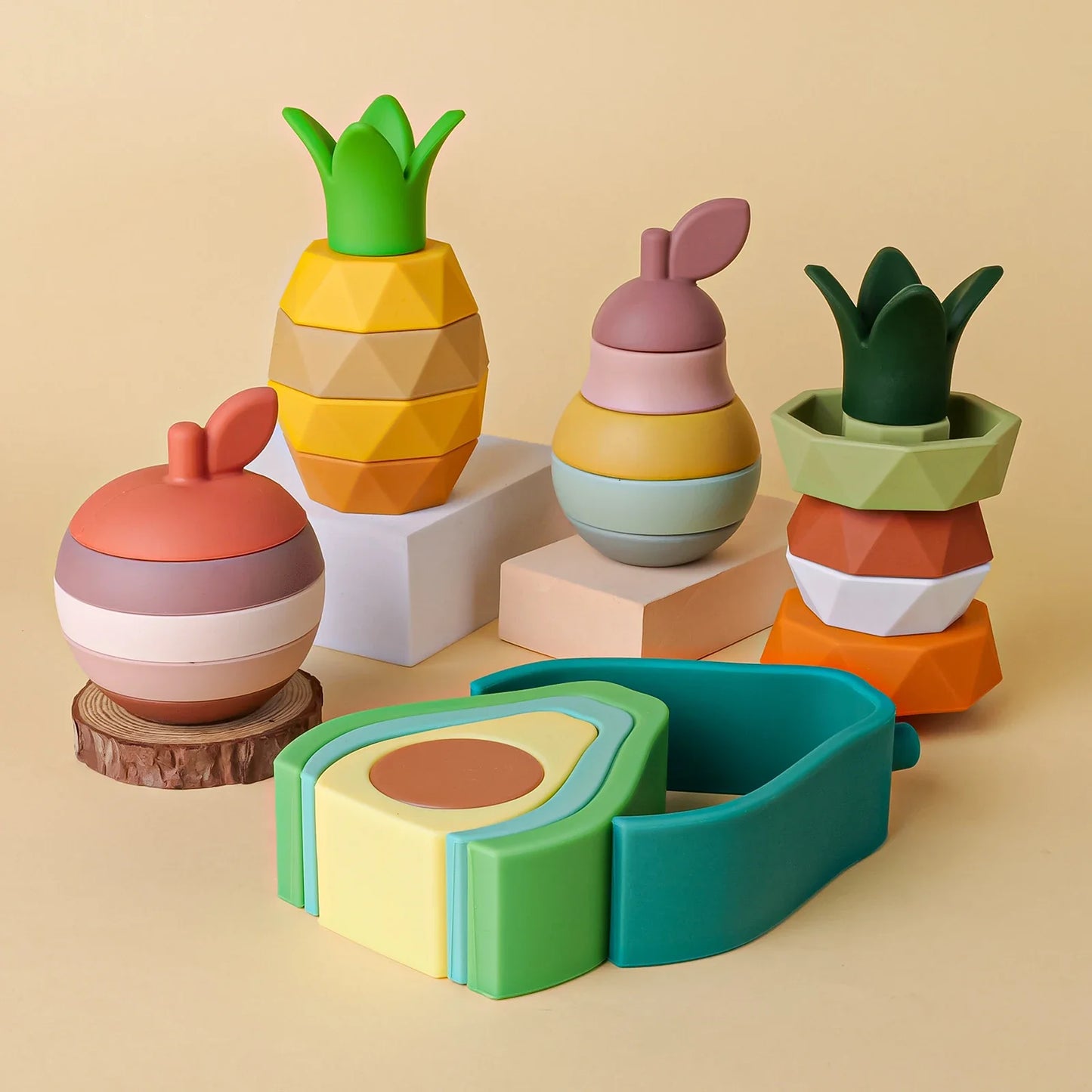Silicone Stacking Toys Fruit for children - multivariant