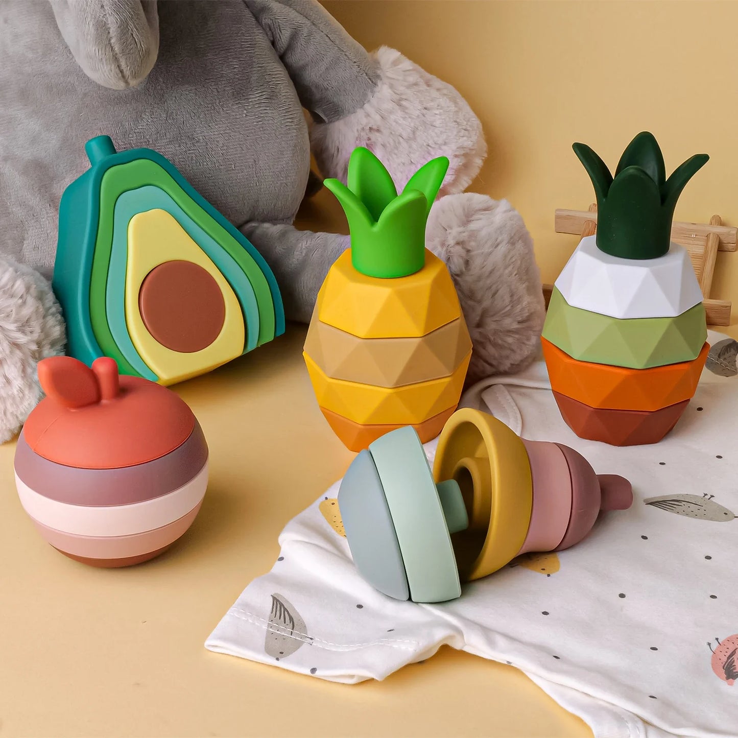 Silicone Stacking Toys Fruit for children - multivariant